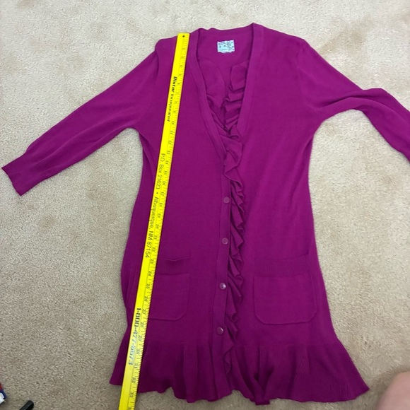 Anthro TABITHA Spilling Ruffle Tunic Cardigan Sweater- Sz M- - Picture 13 of 16